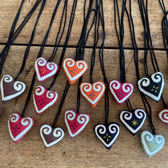 Hmong Embroidered Fabric Hearts from Laos - Picture 7 of 15